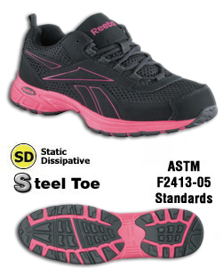 ESD, Women's BLACK & PINK Athletic Cross Trainer, STEEL TOE